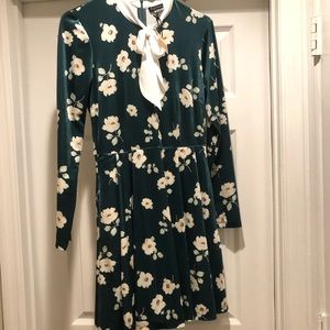 Smak Parlour Green velvet floral dress